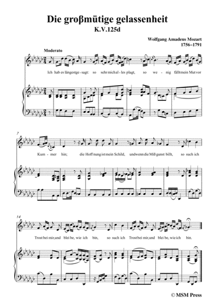 Mozart-Die groβmütige gelassenheit,in G flat Major,for Voice and Piano image number null
