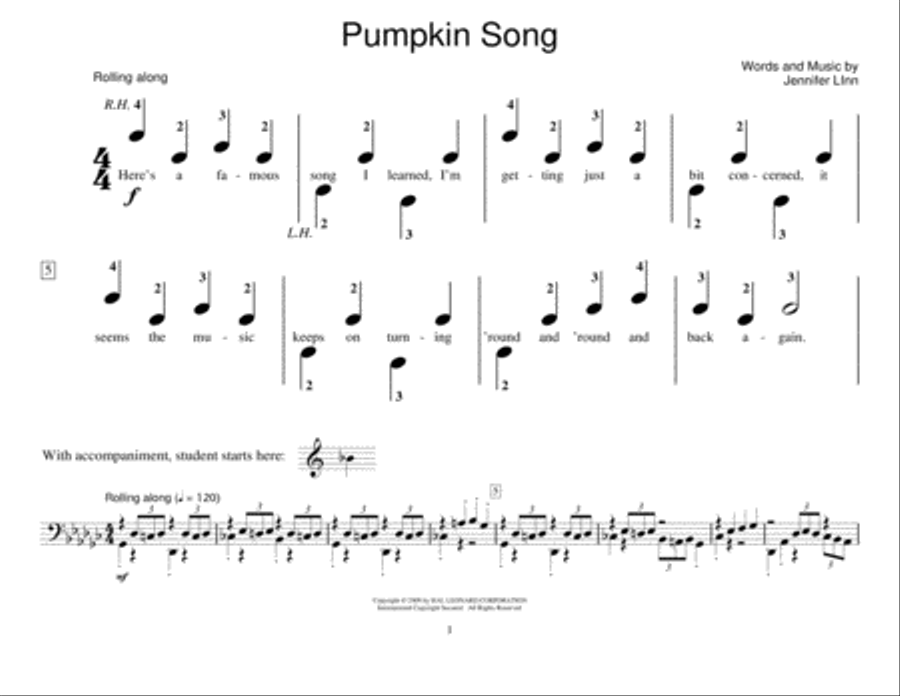 Pumpkin Song (Piano Duet) Piano Method scores gallery preview page 1