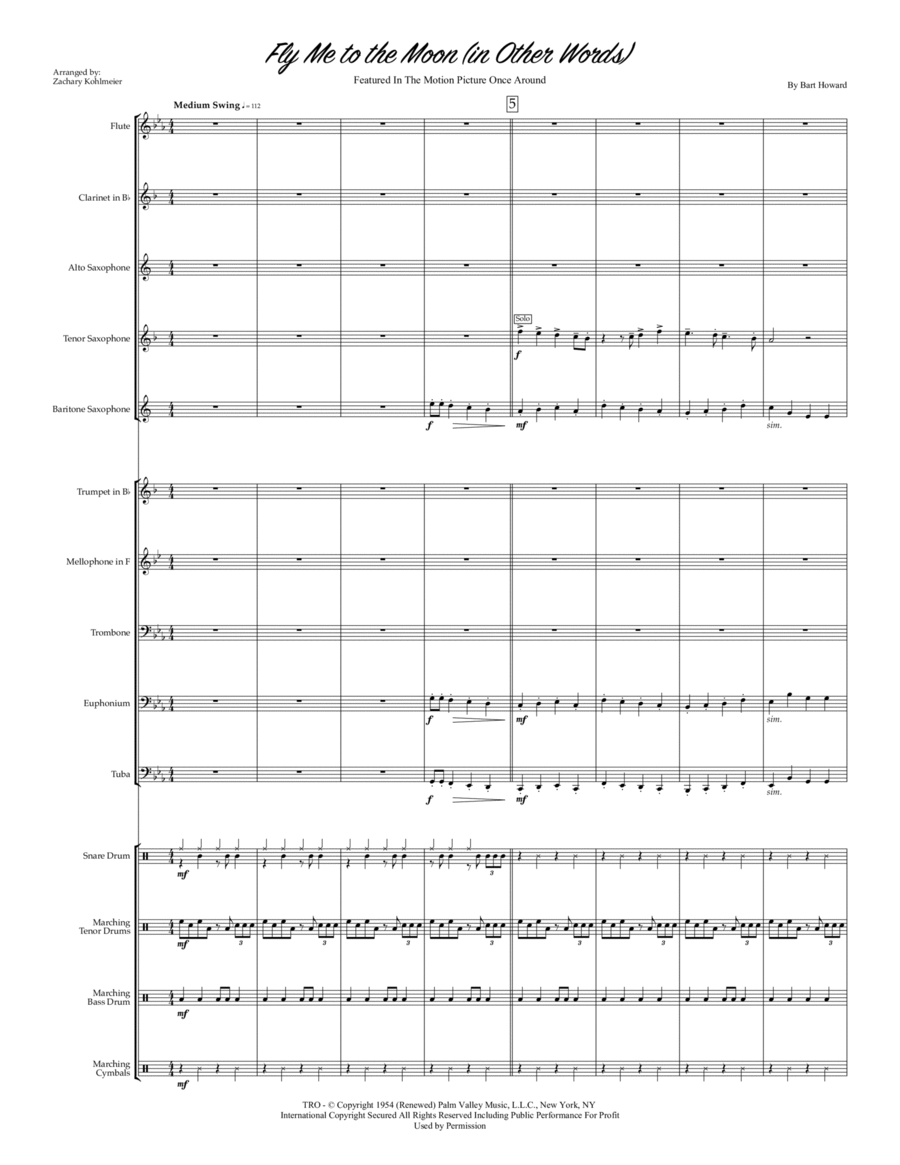 Fly Me To The Moon (in Other Words) Marching Band scores gallery preview page 1