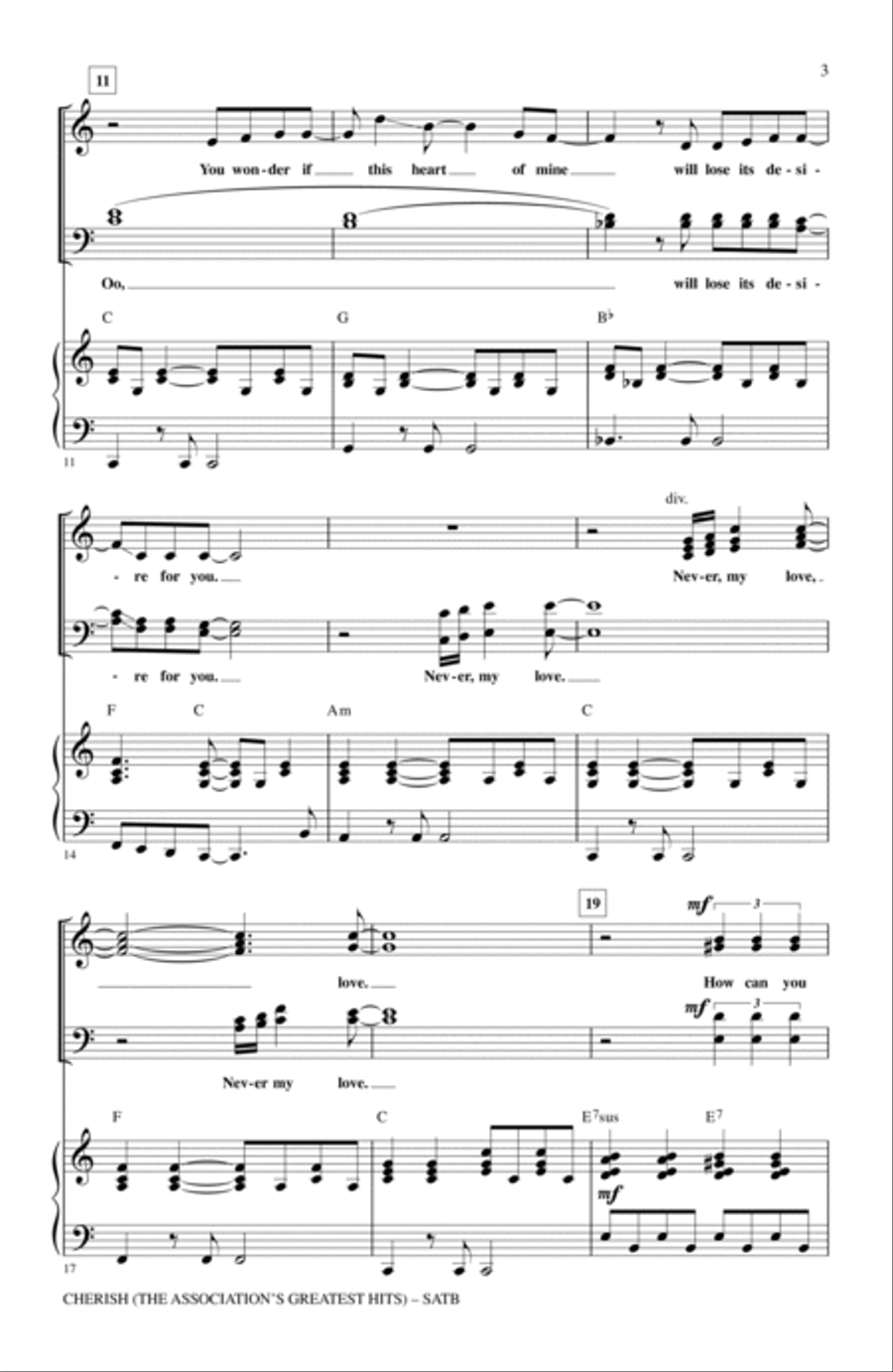 Cherish (The Association's Greatest Hits) 4-Part scores gallery preview page 2