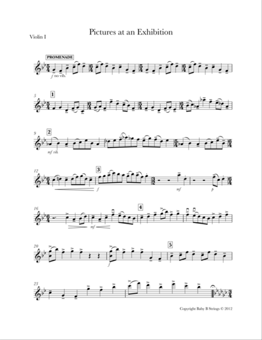 Pictures at an Exhibition String Quartet scores gallery preview page 1