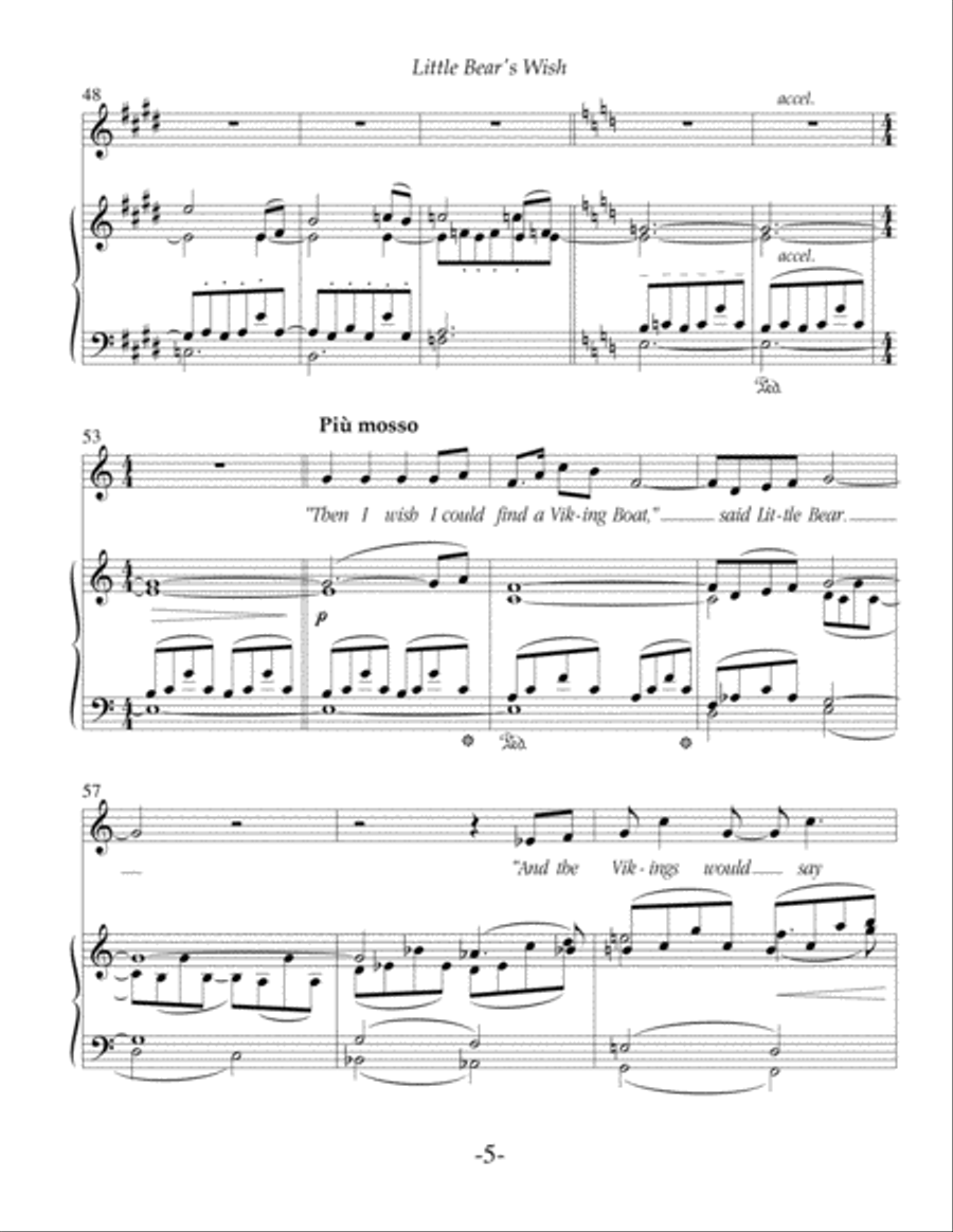 Little Bear's Wish, for voice and piano (or voice and string quartet) Piano, Vocal, Guitar scores gallery preview page 5