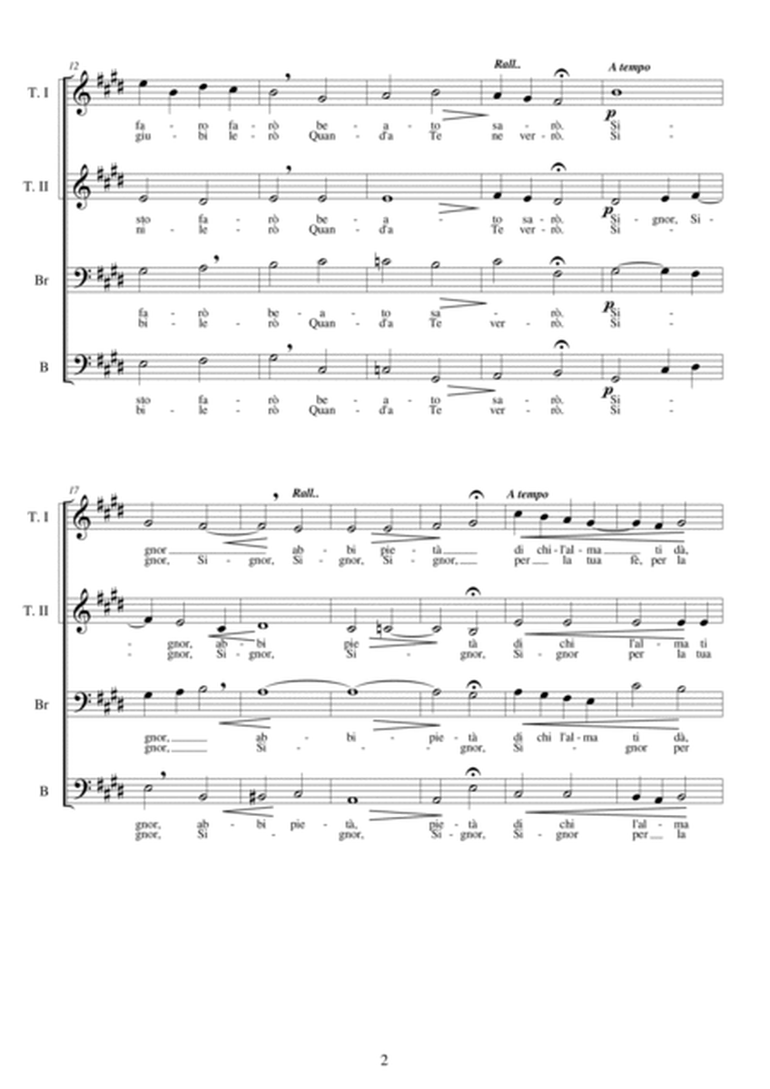 Signor per la tua fè- Sacred Madrigal for Male choir (TTBrB) a cappella image number null