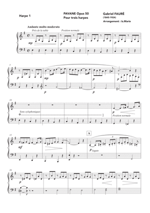 Pavane de Gabriel Fauré pour 3 harpes. Parties.