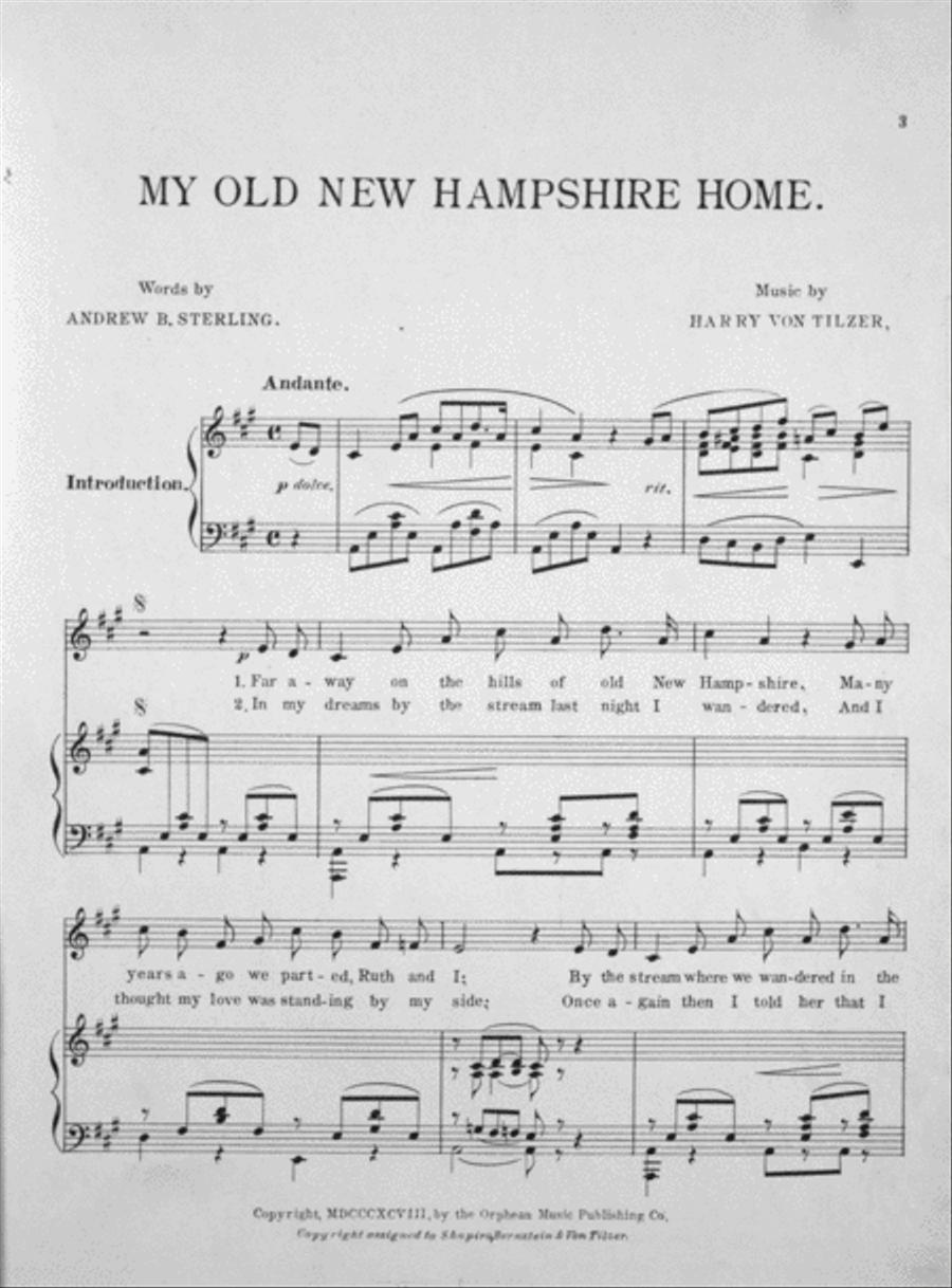 My Old New Hampshire Home. A Beautiful Sentimental Ballad Voice scores gallery preview page 2
