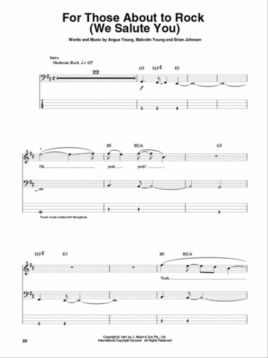 AC/DC Bass Guitar Tablature scores gallery preview page 5