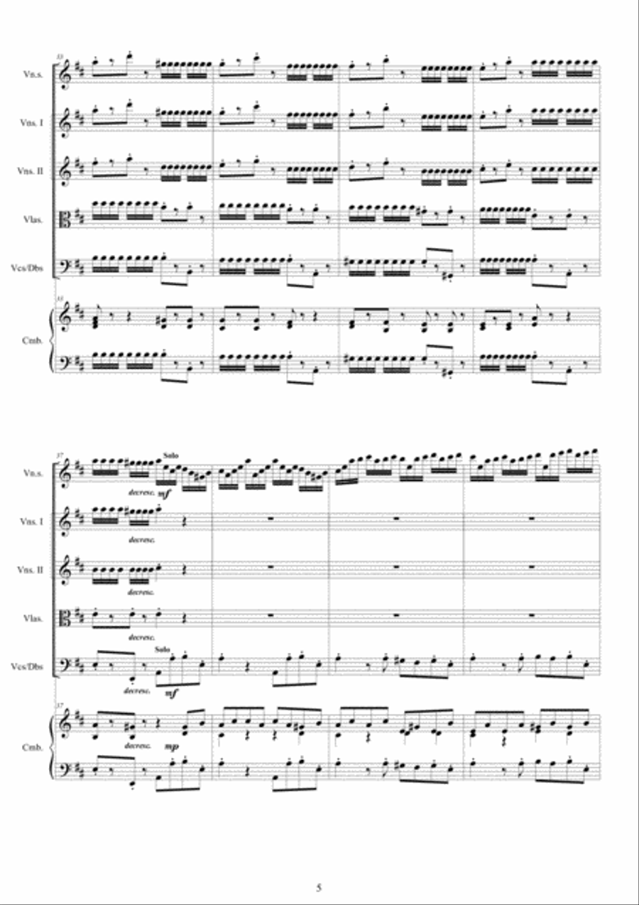 Vivaldi - Concerto No.4 in D major RV 216 Op.6 for Violin, Strings and Continuo Chamber Orchestra scores gallery preview page 5