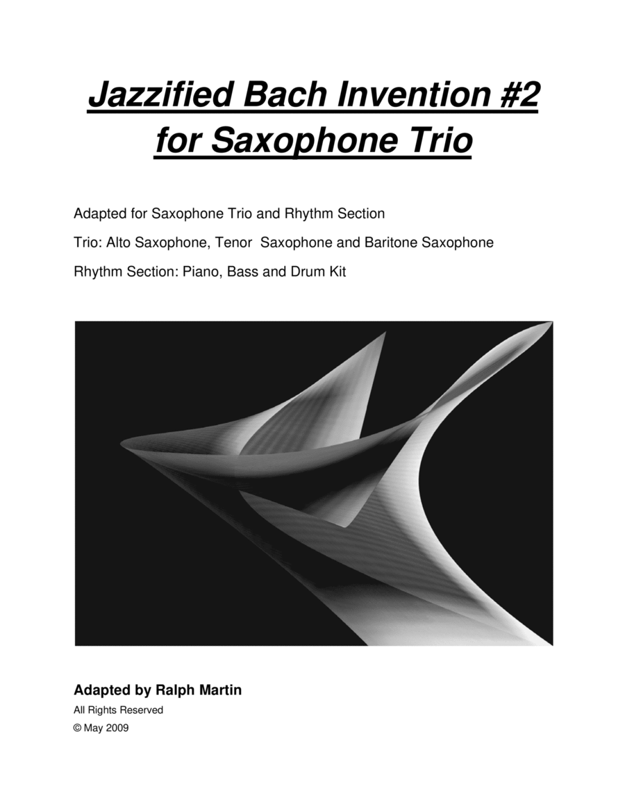 Jazzified Bach Invention #2 for Saxophone Trio