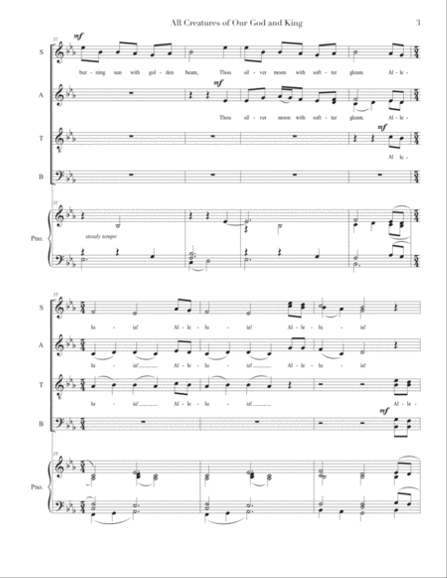 All Creatures of Our God and King ( s a t b ) 4-Part scores gallery preview page 3