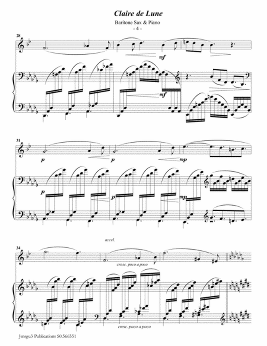 Debussy: Claire de Lune for Baritone Sax & Piano image number null