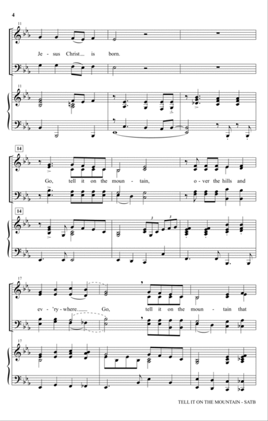 Go, Tell It On The Mountain 4-Part scores gallery preview page 2