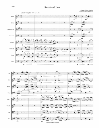 Sweet and Low (Stanford's setting) arranged for wind quartet and string quartet