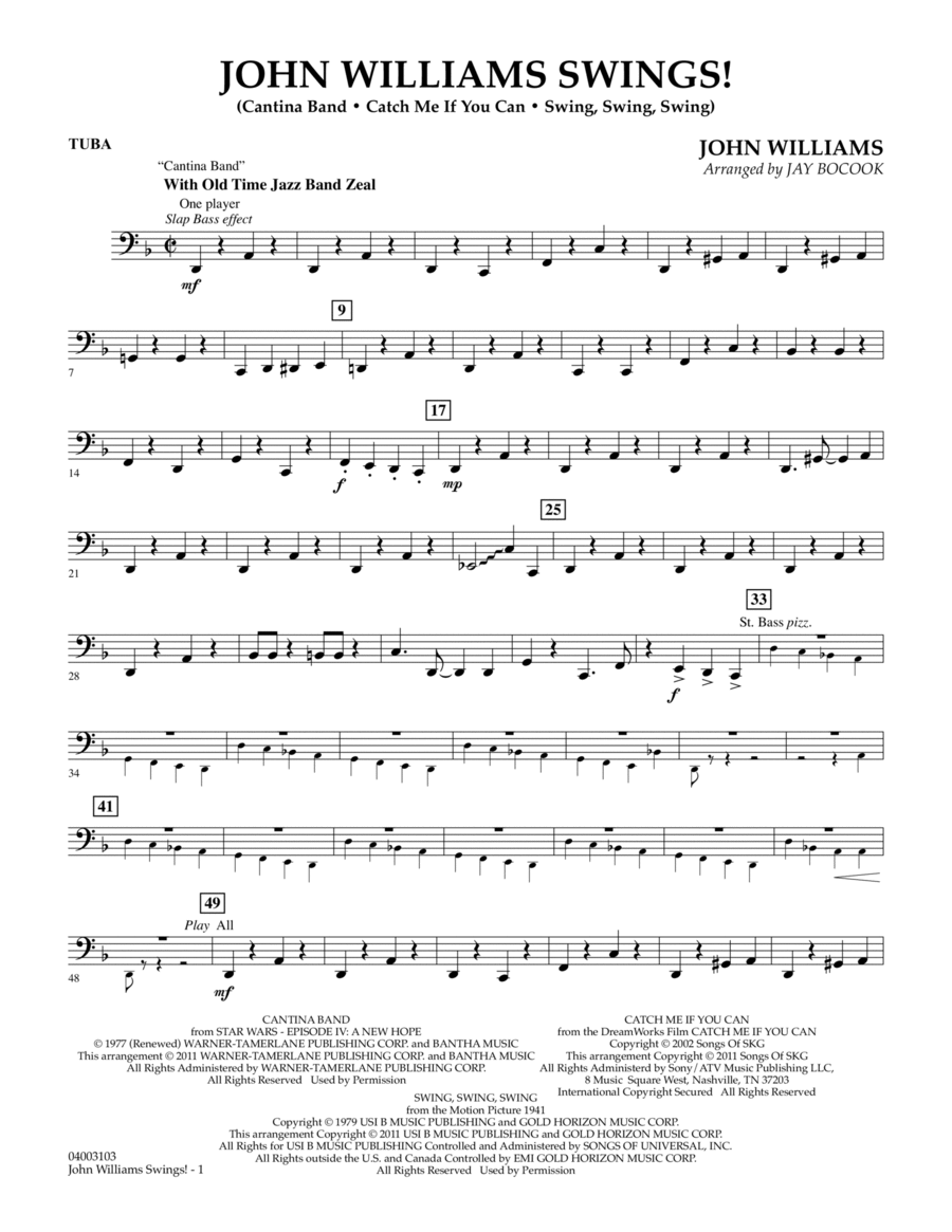 John Williams Swings! - Tuba Concert Band scores gallery preview page 1