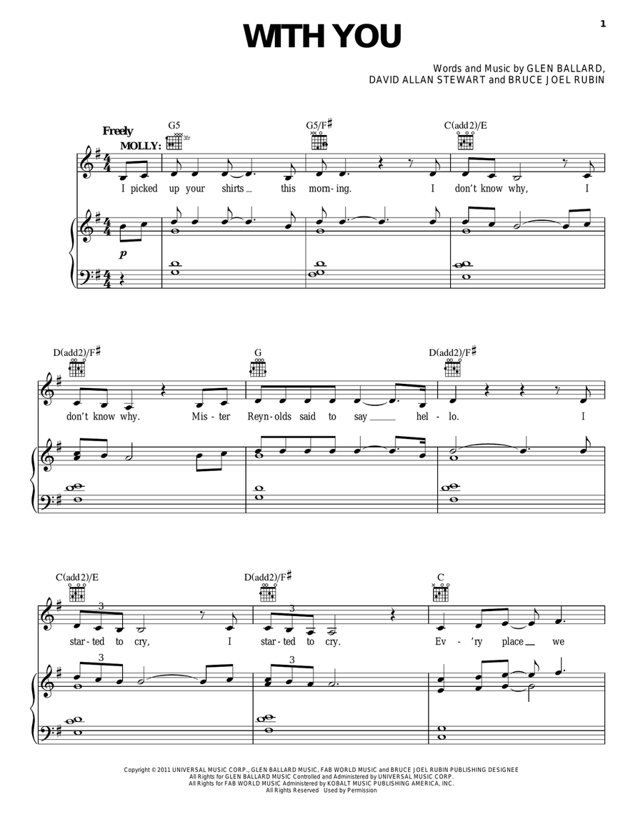 With You Piano, Vocal, Guitar scores gallery preview page 1