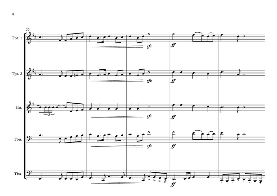 Russian Federation National Anthem ''Hymne National de Russe'' for Brass Quintet Brass Quintet scores gallery preview page 4