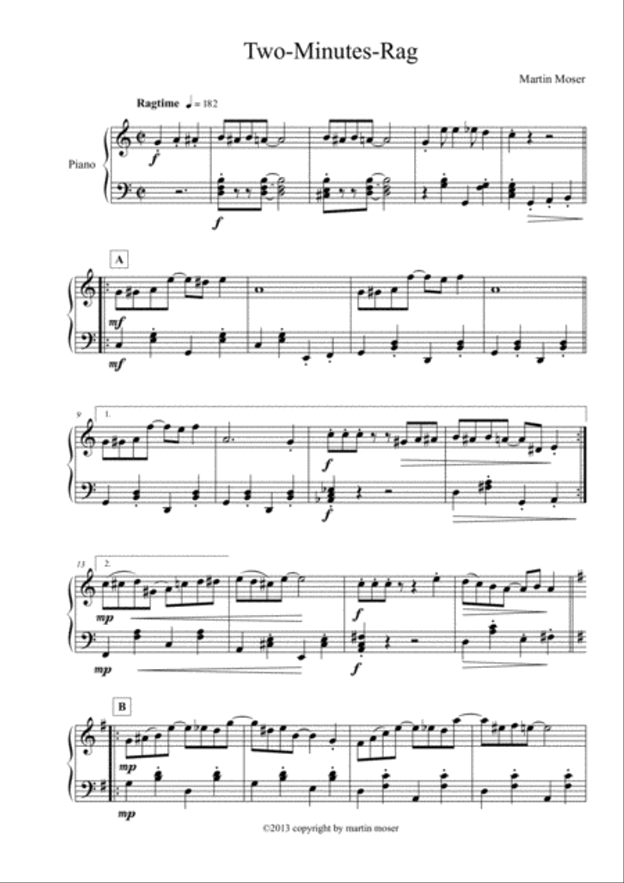 Two-Minutes-Rag Two-Minutes-Rag Piano Solo scores gallery preview page 1