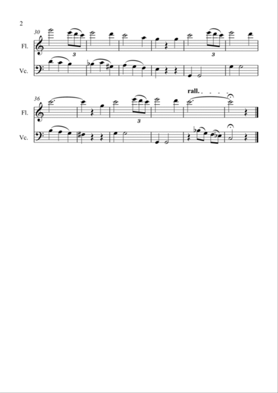 Amazing Grace for Flute and Cello Duet by Traditional Flute