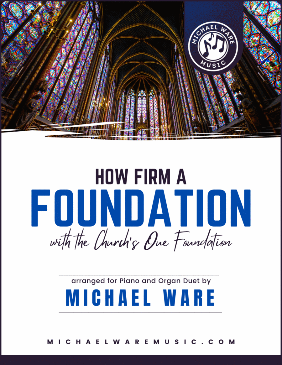 How Firm a Foundation with The Church's One Foundation (Piano and Organ Duet) Piano scores gallery preview page 1