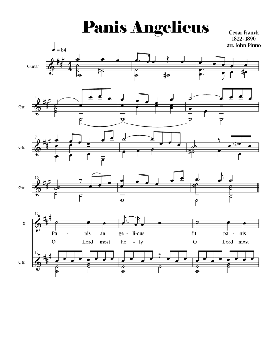 Panis Angelicus (for soprano voice and classical guitar) Acoustic Guitar scores gallery preview page 2