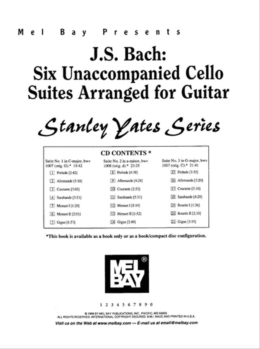 J. S. Bach: Six Unaccompanied Cello Suites Arranged for Guitar Cello scores gallery preview page 2