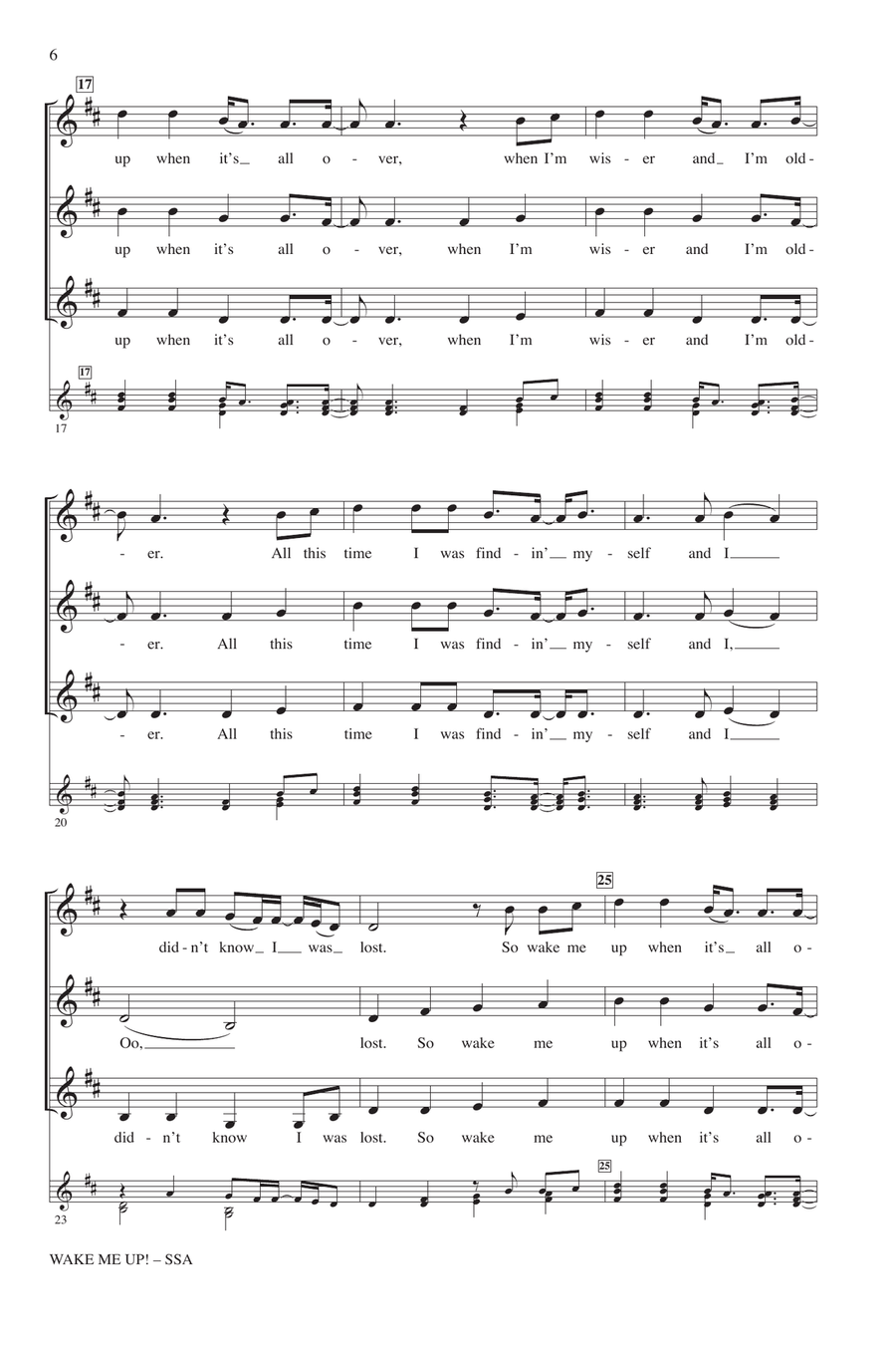 Wake Me Up! (arr. Deke Sharon) SSA scores gallery preview page 4