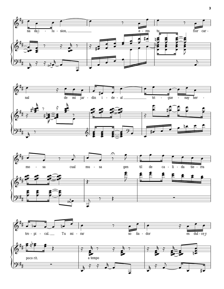 Como Arrullo De Palmas Piano, Vocal scores gallery preview page 3