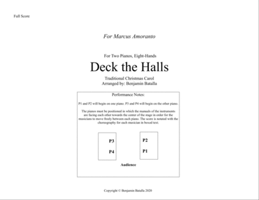 Deck the Halls Piano Eight-Hands Small Ensemble scores gallery preview page 1