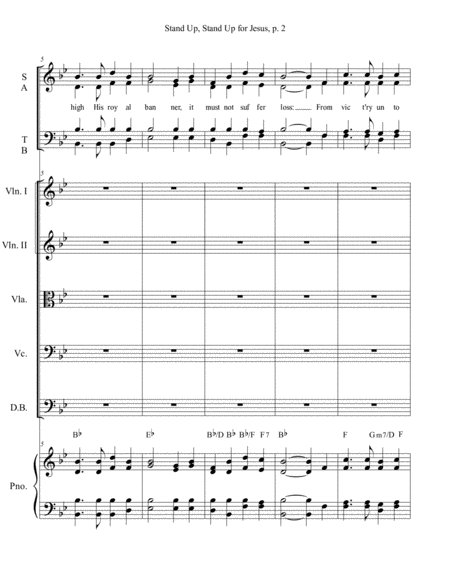 Stand Up, Stand Up for Jesus for SATB Choir, String Quintet and Piano image number null