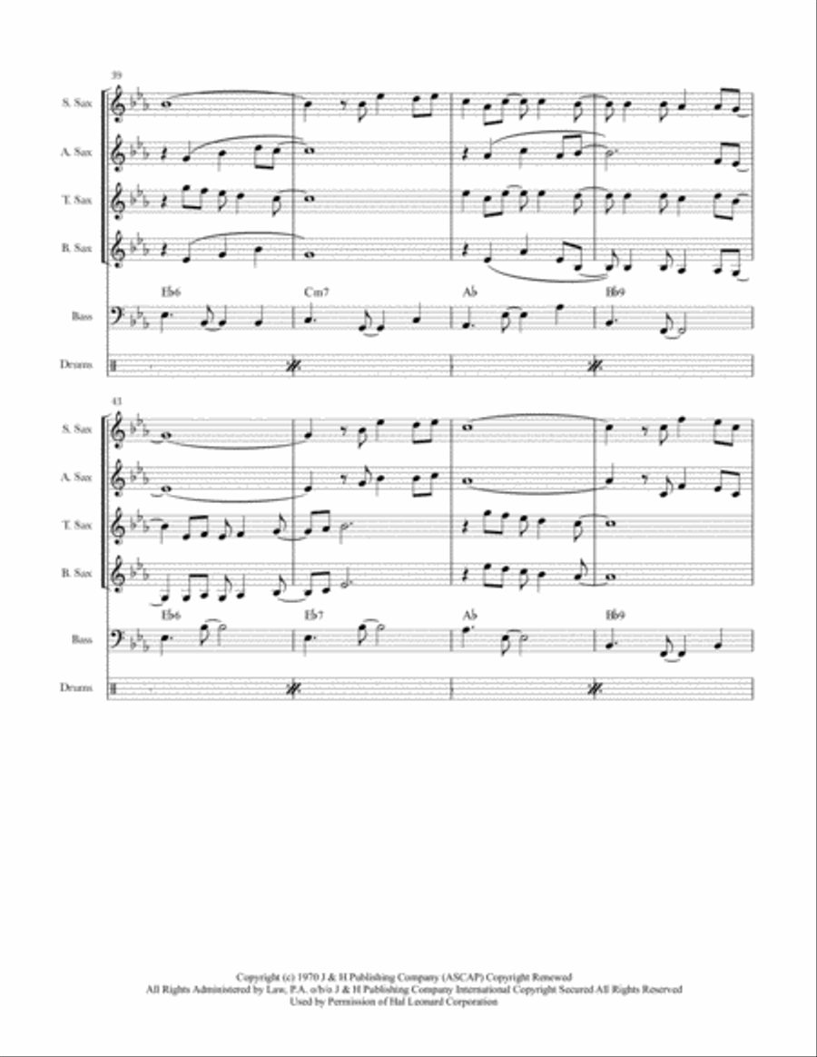 Feliz Navidad Saxophone Quartet scores gallery preview page 6