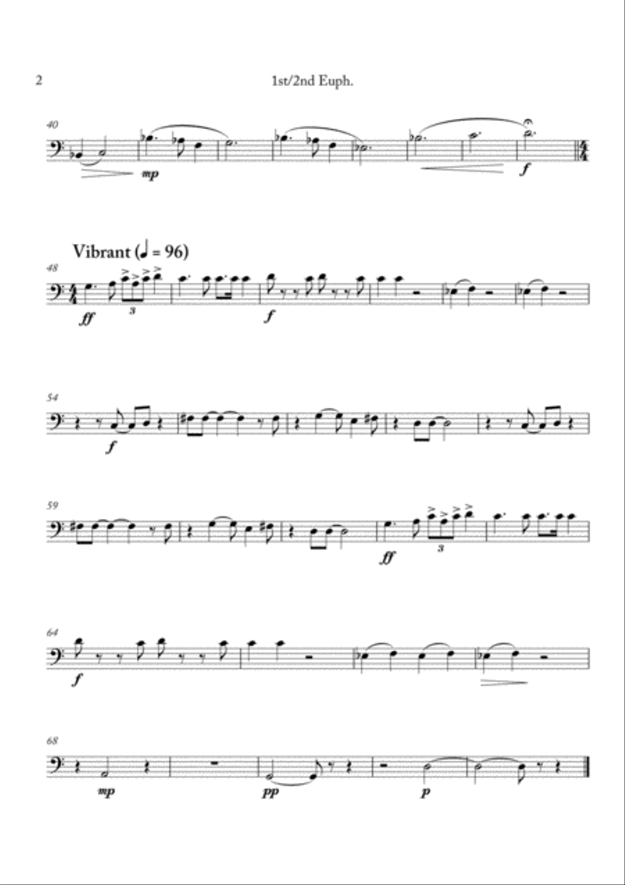 Carson Cooman: Pittsburgh Rhapsody (2008) for brass band, Euphonium 1st and 2nd euphonium part Brass Band scores gallery preview page 2
