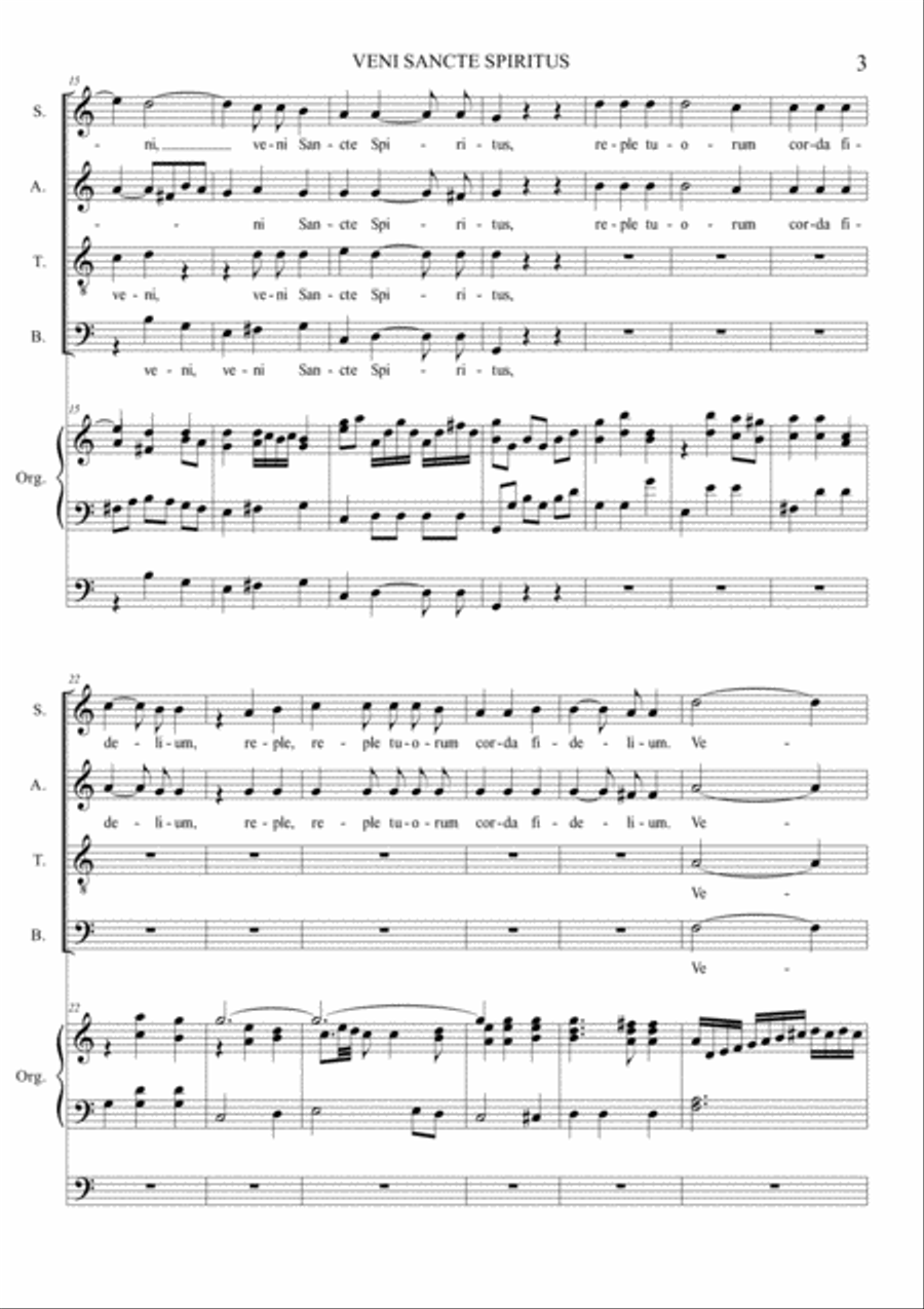 VENI SANCTE SPIRITUS - ALLELUIA - Mozart - K47 - For SATB Choir and Organ 3 staff VENI SANCTE SPIRITUS - ALLELUIA - Mozart - K47 - For SATB Choir and Organ 3 staff 4-Part scores gallery preview page 3
