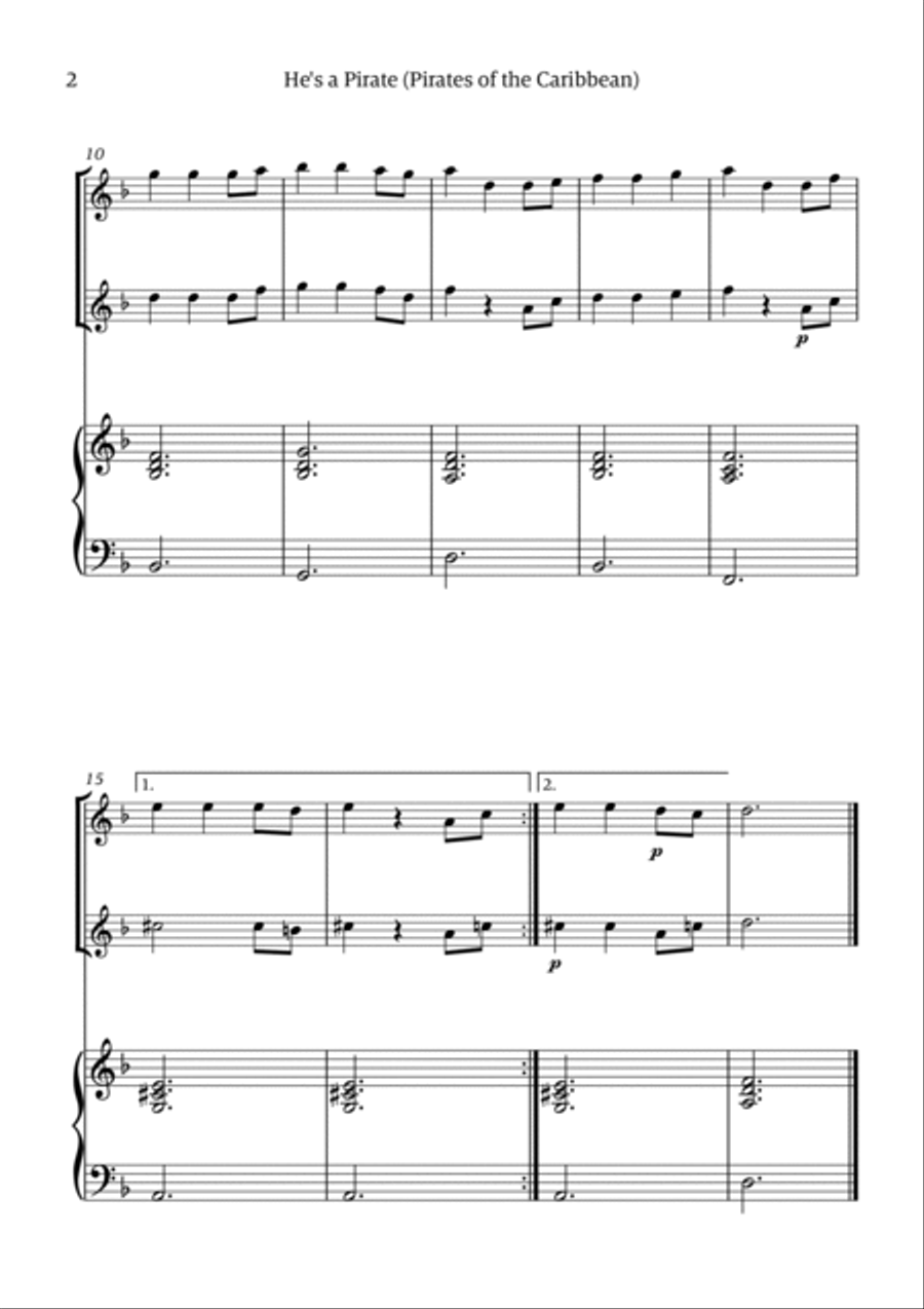 He's A Pirate Flute Duet scores gallery preview page 2