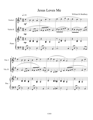 Jesus Loves Me (violin duet) with optional piano accompaniment
