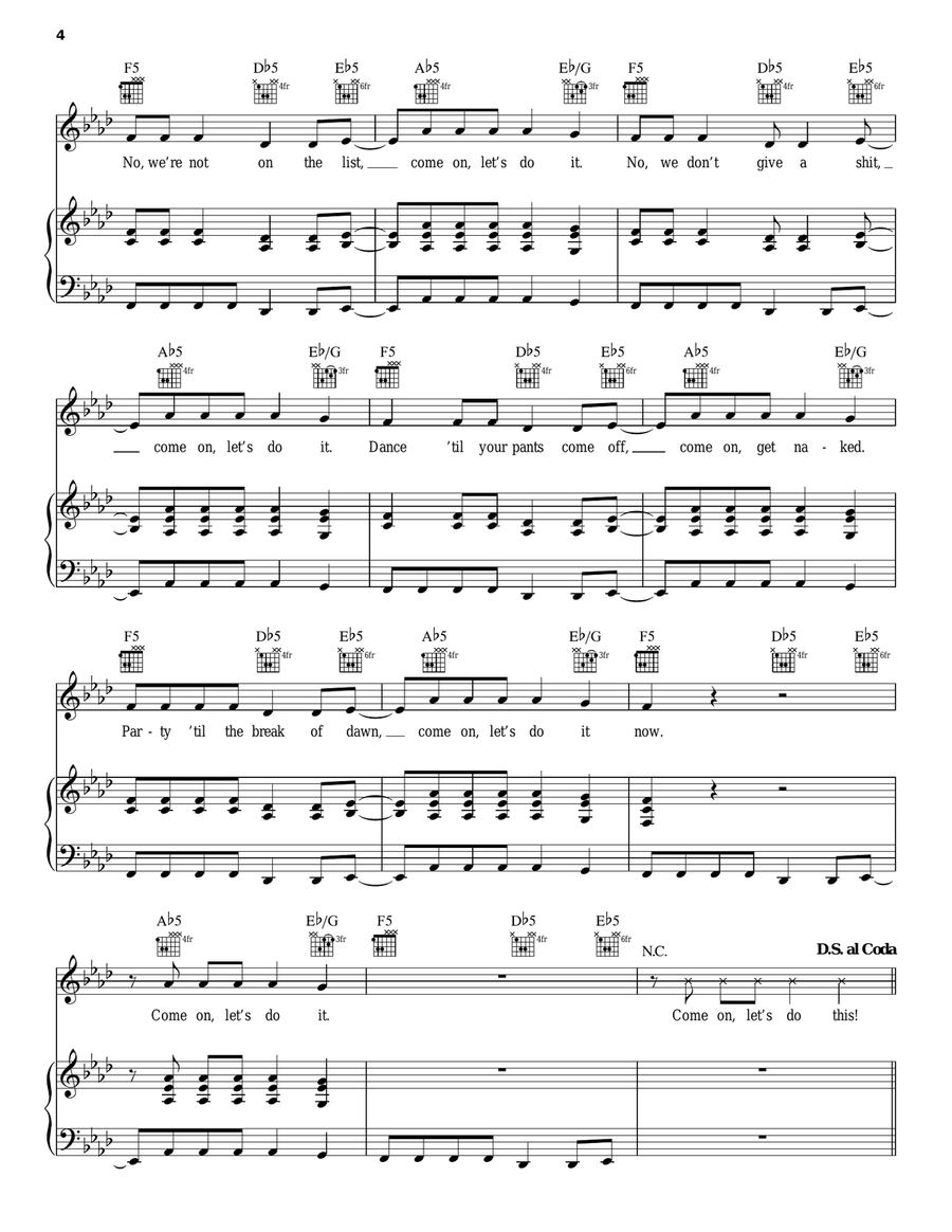 Party At A Rich Dude's House Piano, Vocal, Guitar scores gallery preview page 4