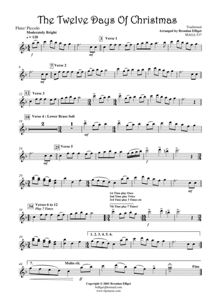 The Twelve Days of Christmas - Concert Band Score and Parts PDF image number null