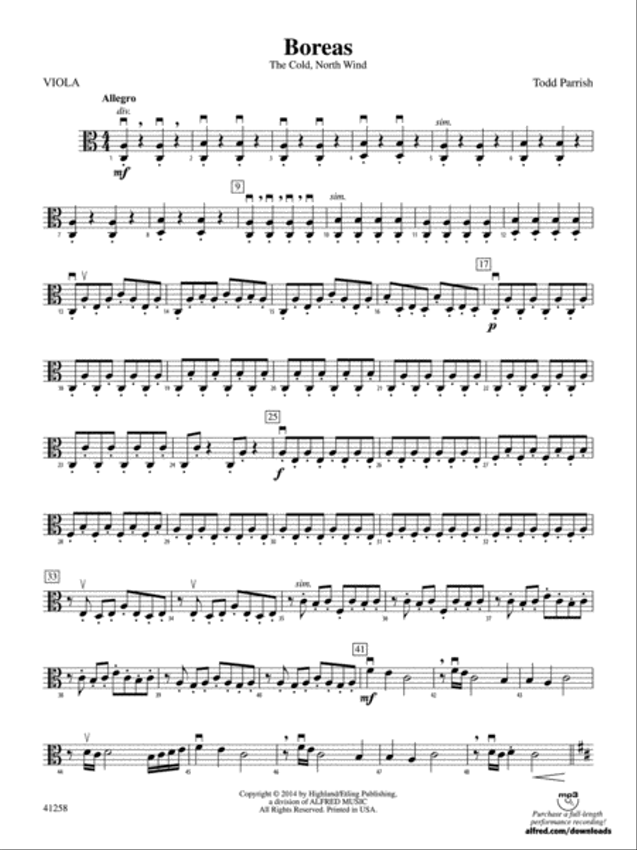 Boreas: Viola String Orchestra scores gallery preview page 1