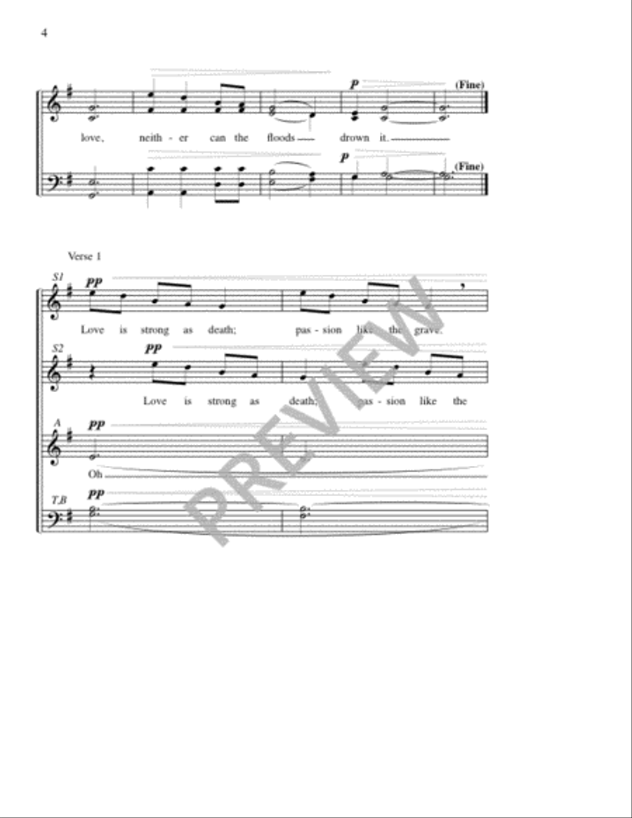 Many Waters Cannot Quench Love 4-Part scores gallery preview page 4