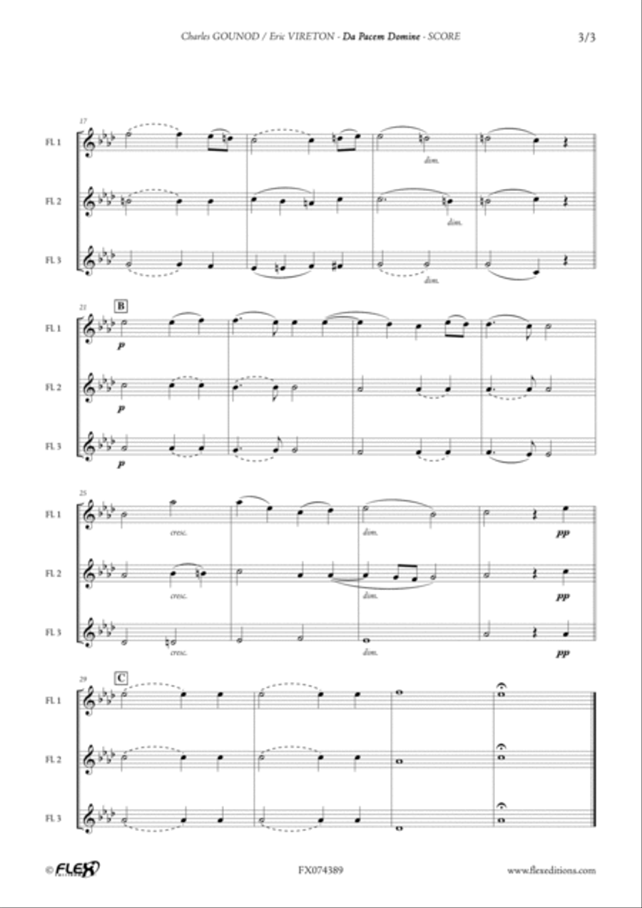 Da Pacem Domine Flute Trio scores gallery preview page 3