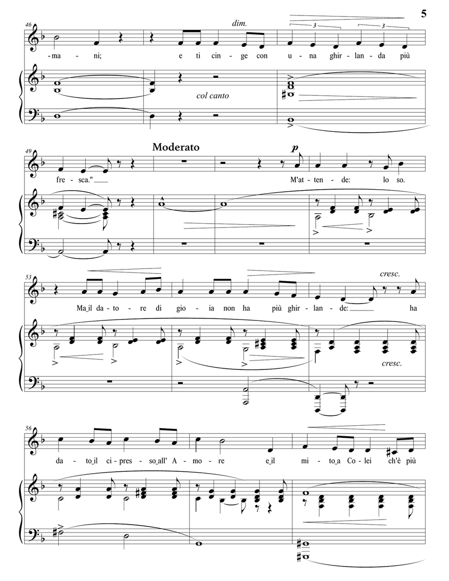 TOSTI: Che dici, o parola del Saggio? (transposed to D minor) Piano, Vocal scores gallery preview page 6