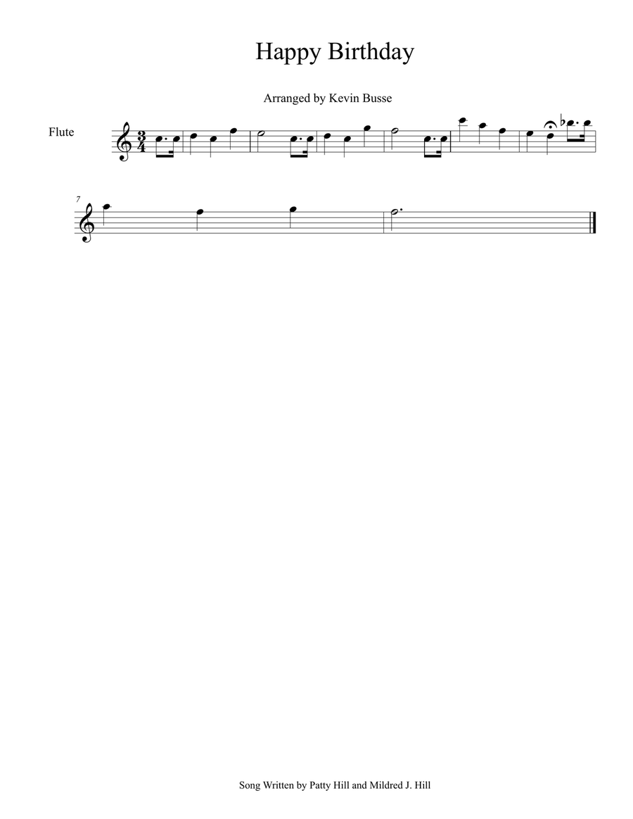 Happy Birthday (Easy key of C) - Flute Flute Solo scores gallery preview page 1