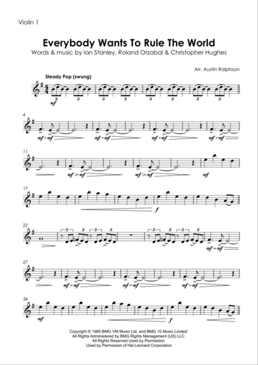 Everybody Wants To Rule The World String Quartet scores gallery preview page 3