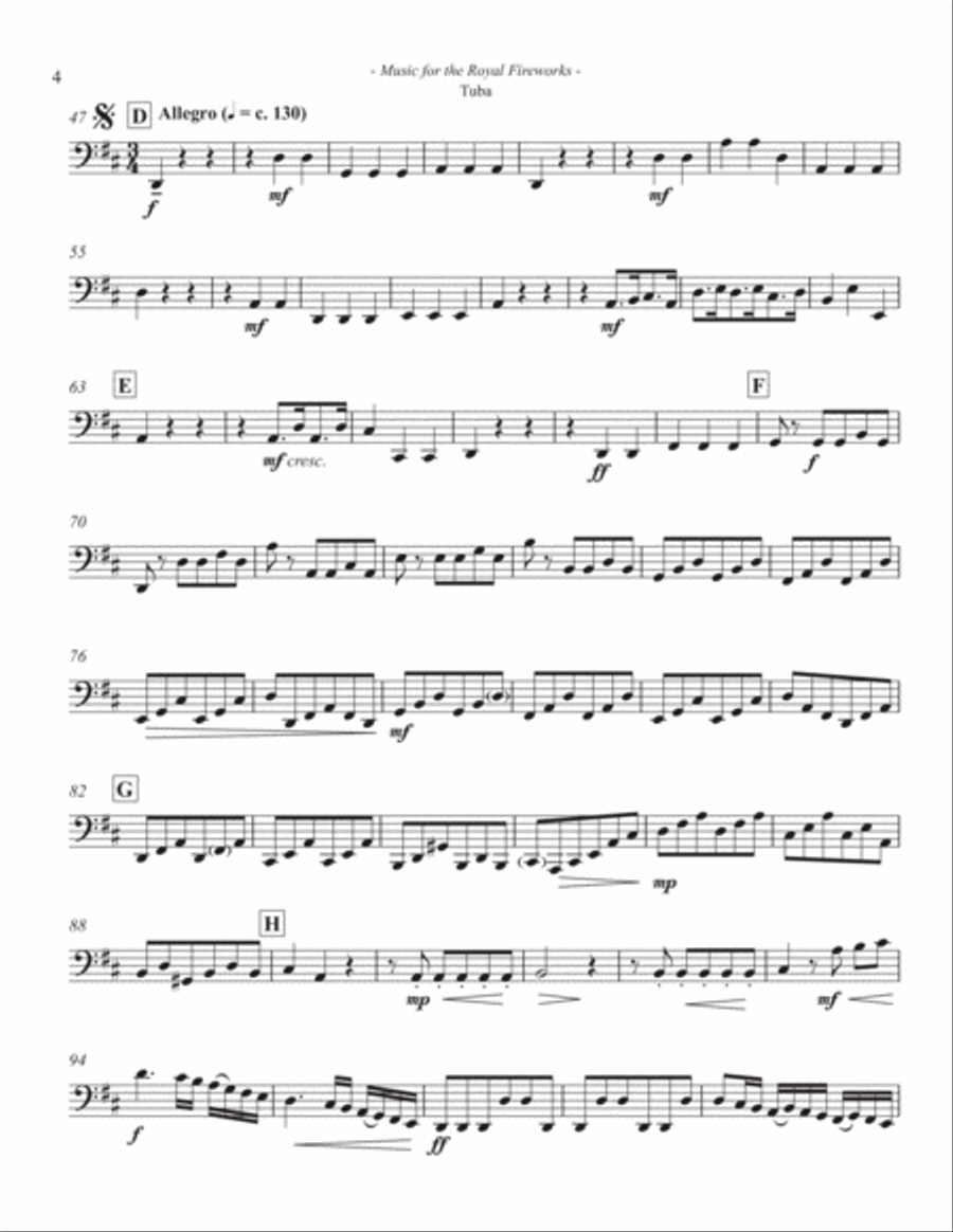 Music for the Royal Fireworks - Tuba Brass Quintet scores gallery preview page 2