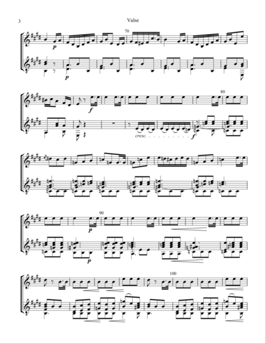 Valse / Waltz Op. 34 for violin and guitar String Duet scores gallery preview page 4