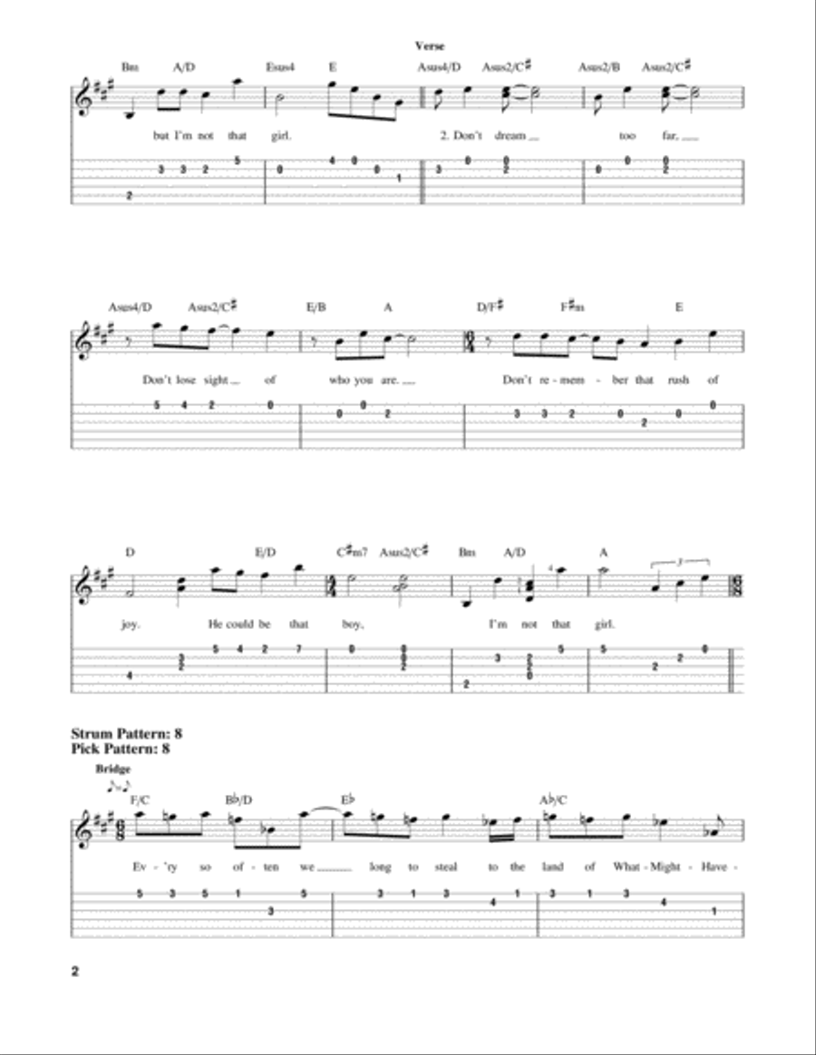 I'm Not That Girl (from Wicked) Guitar Tablature scores gallery preview page 2