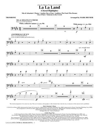 Book cover for La La Land: Choral Highlights (arr. Mark Brymer) - Trombone