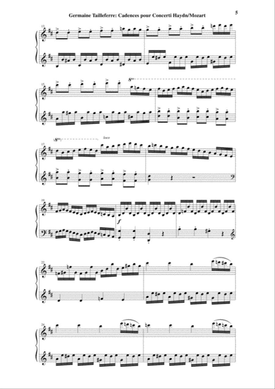 Germaine Tailleferre: Cadences for the Concerto no. 11 Hob. XVIII:1 by F. J. Haydn and the Concerto Piano Solo scores gallery preview page 5