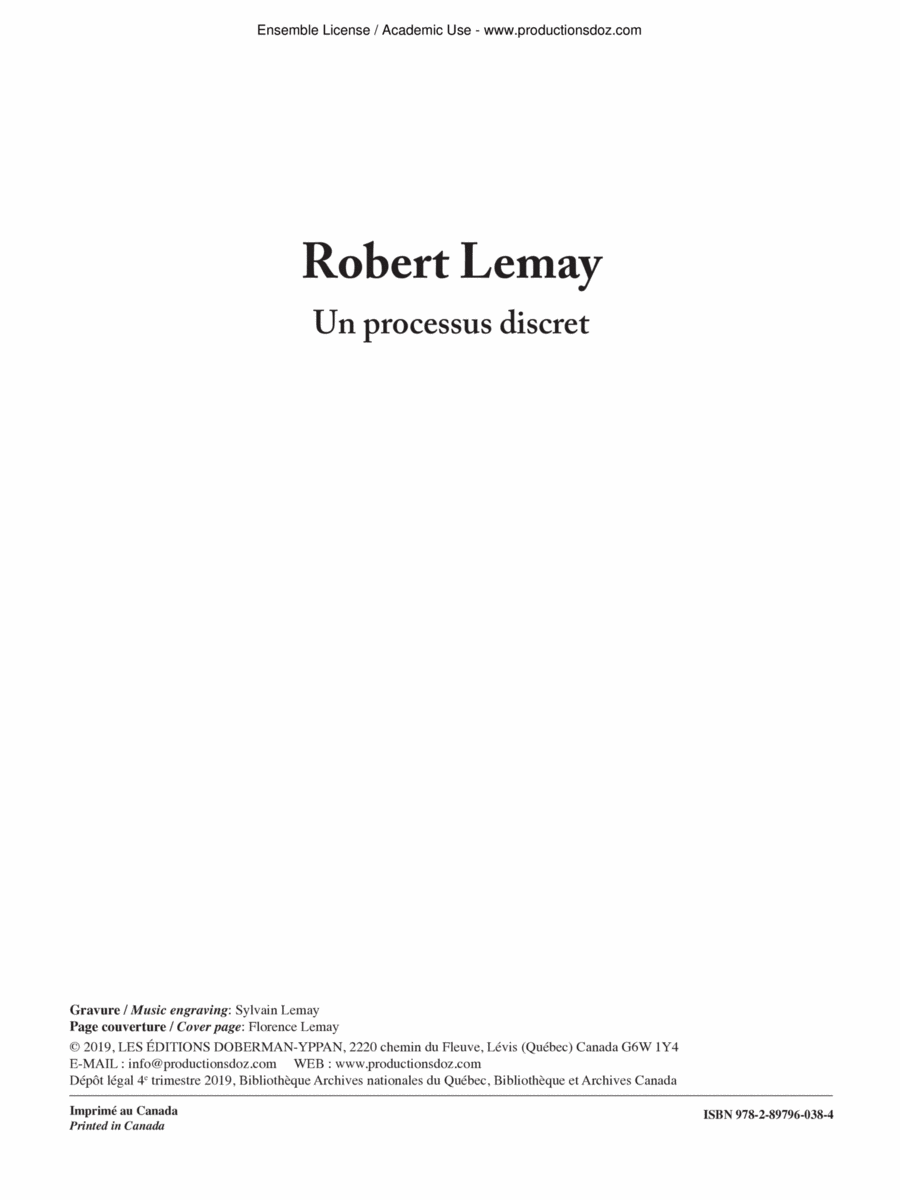 Un processus discret Un processus discret Alto Saxophone scores gallery preview page 1