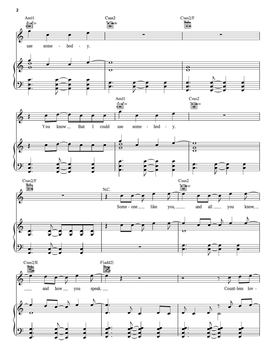 Use Somebody Use Somebody Acoustic Guitar scores gallery preview page 2