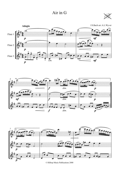 Air from Suite No. 3 in D arr. three equal flutes image number null