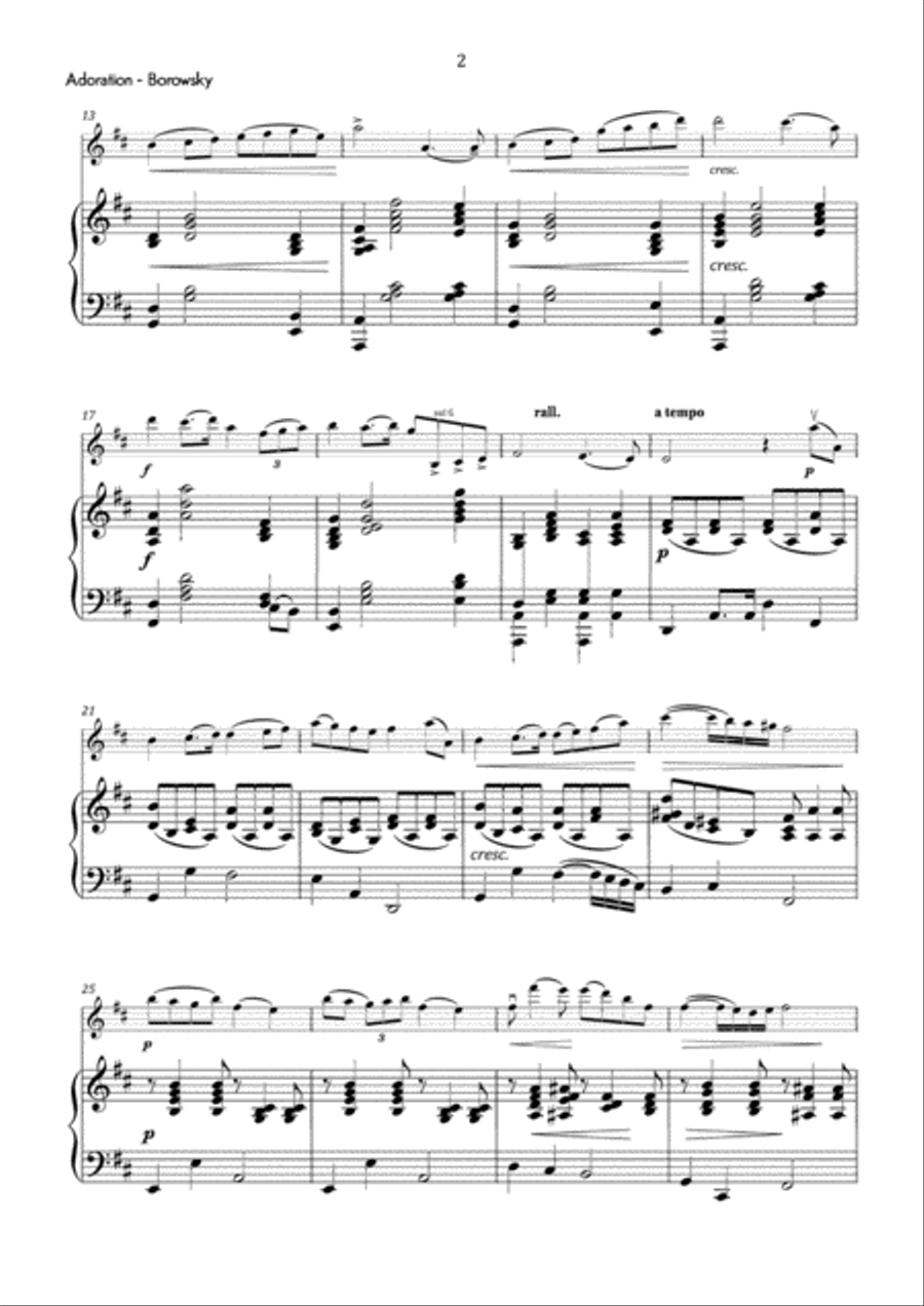 Borowski - Adoration in D Major - Intermediate Violin Solo scores gallery preview page 3
